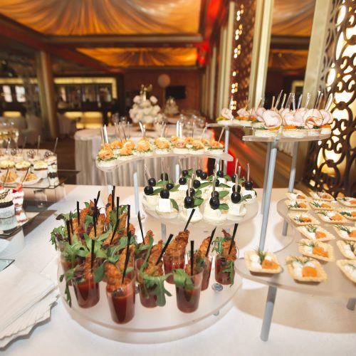 Catering for events, banquet decorated table, table setting decoration